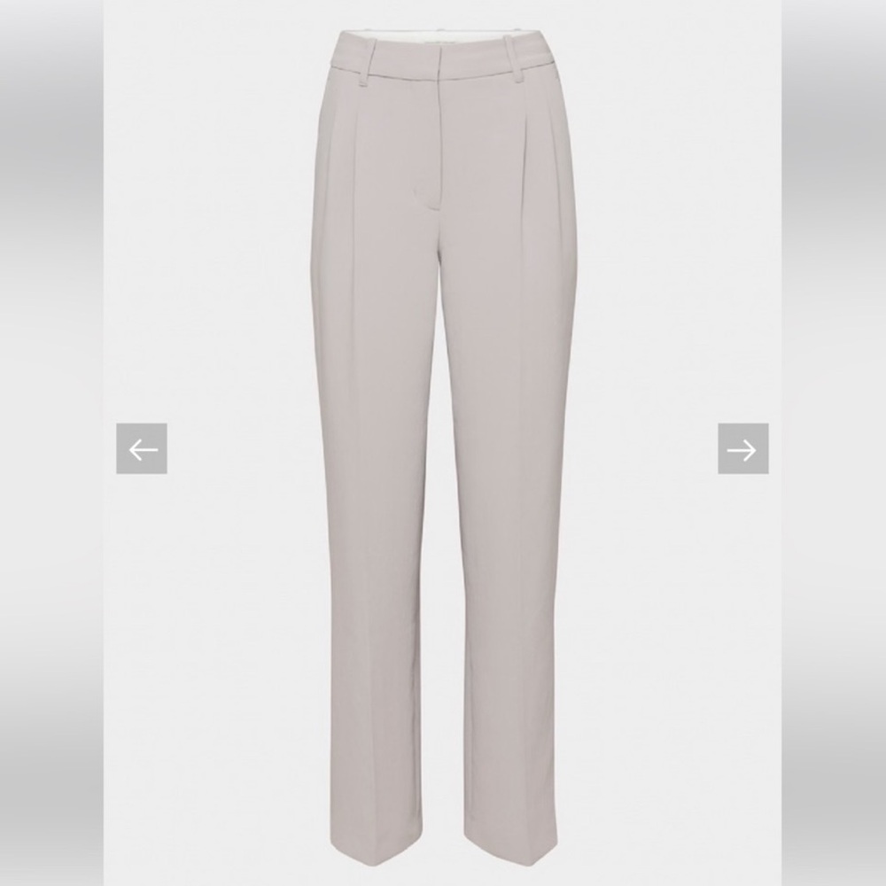 Aritzia Cream Straight-Leg Trousers